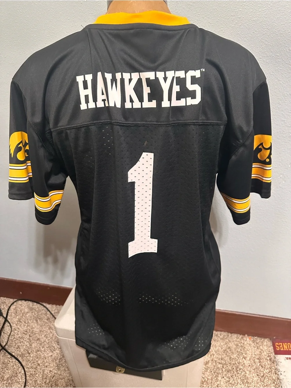 Rivalry Threads Iowa Hawkeyes #1 YXL Football Jersey
